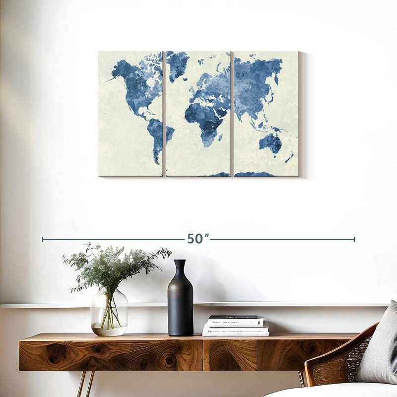 Aliaz Blue Map, 20" H x 33" W