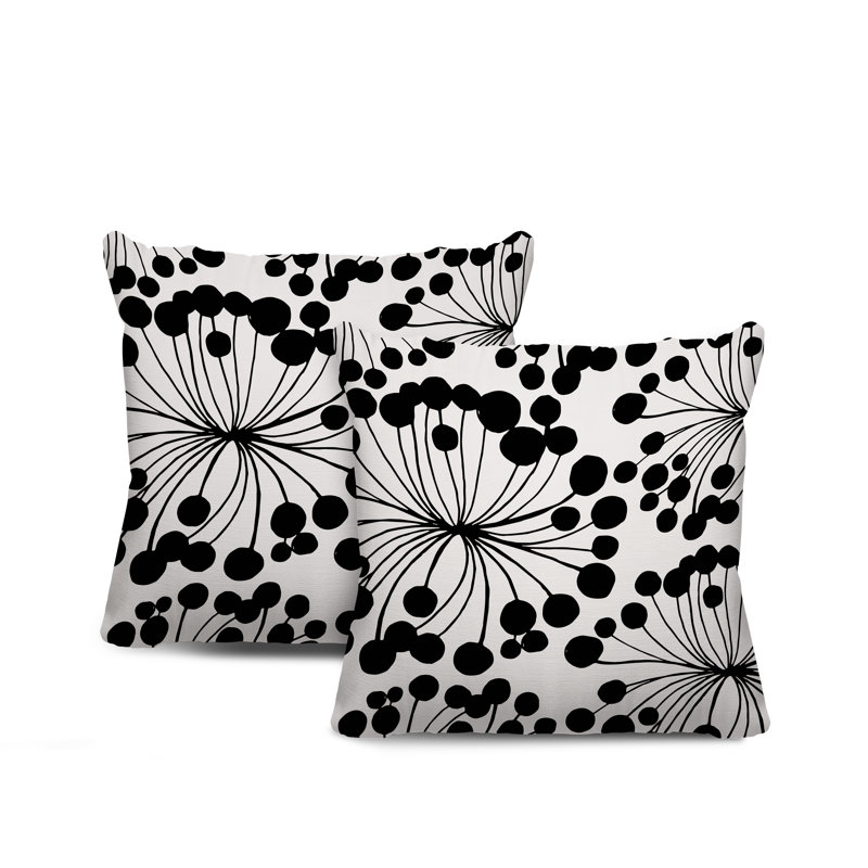 Housse et insert de coussin décoratif intérieur / extérieur en mélange de polyester, L 15 po x H 15 po, Noir