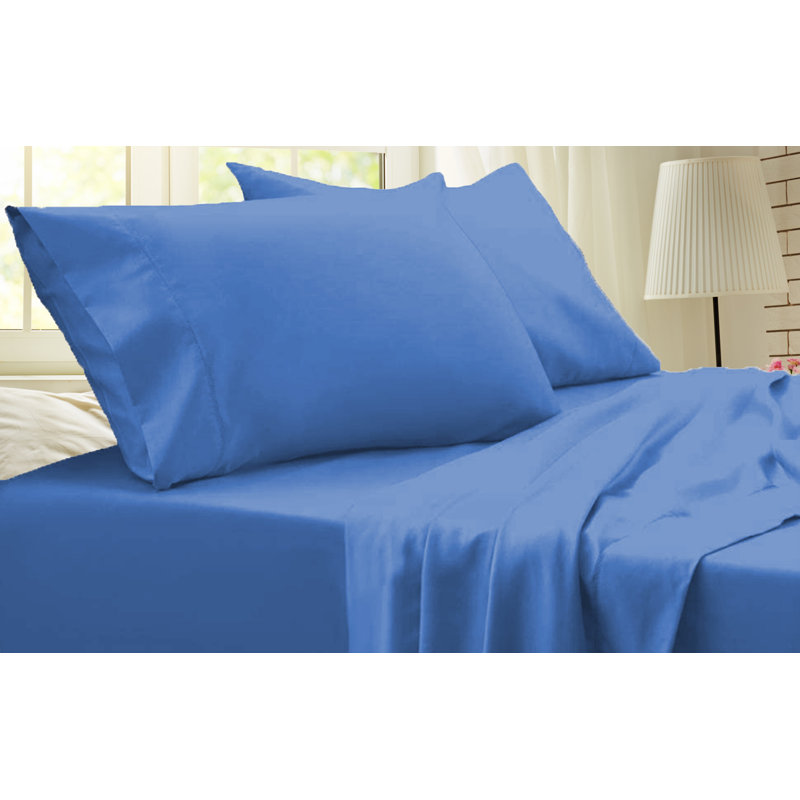 Ensemble de draps en rayonne de bambou de qualité supérieure 4 pièces, Ensemble de draps pour grand lit avec 2 taies d'or