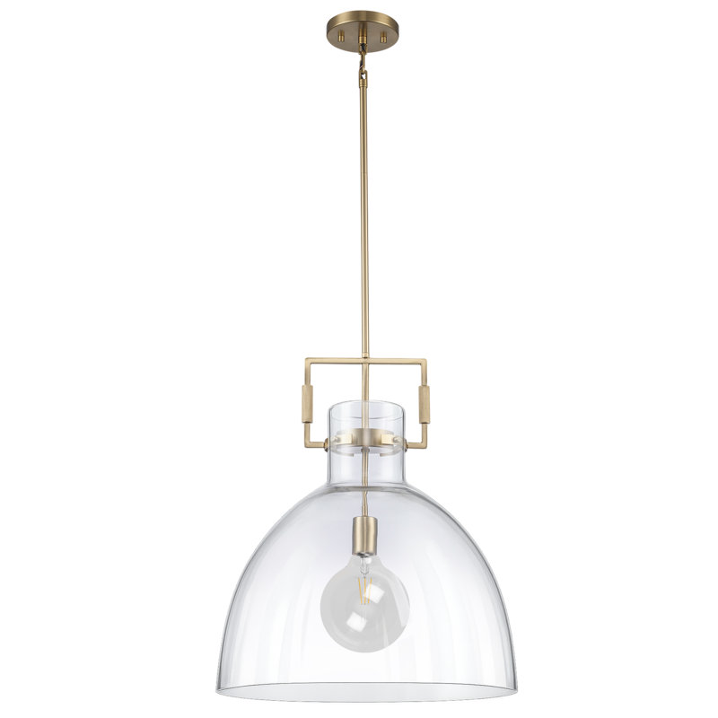 Miami 1-Light Dimmable Dome Pendant , Antique Gold