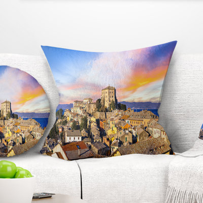 Landscape Medieval Village Capodimonte Throw Pillow
