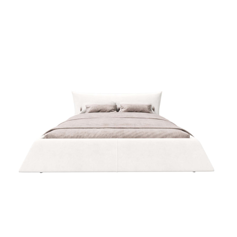 Très grand lit plateforme avec tête de lit matelassée - Velours noir et lit de construction élégante, tête de lit surdimensionnée, opulence de chambre en bois massif