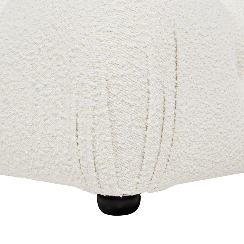Repose-pieds cocktail capitonné large de 36 po Reva, Bouclé ivoire