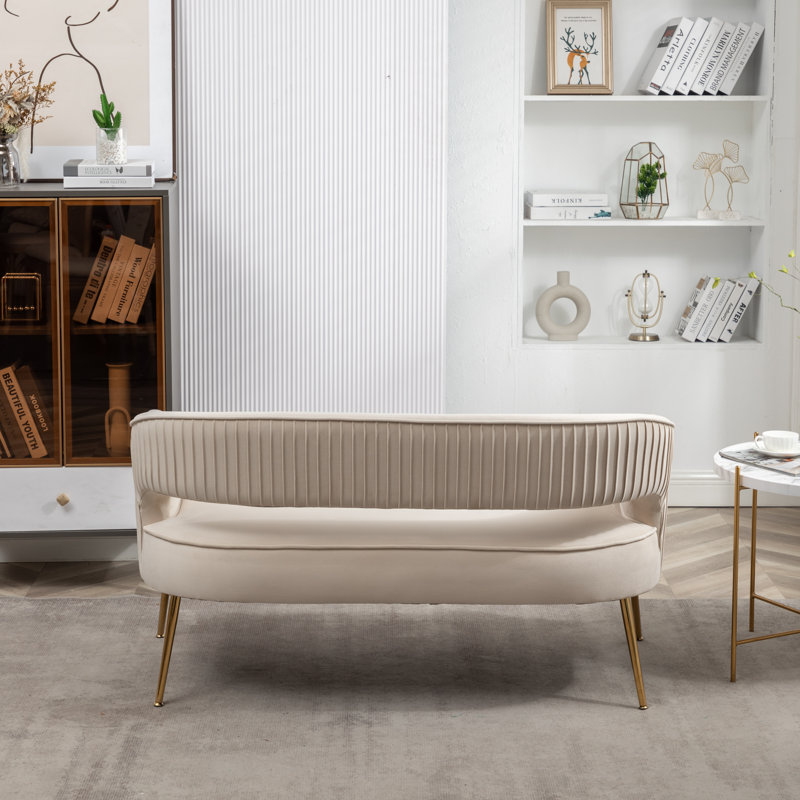 Chynna 51.2'' Velvet Loveseat, Beige Velvet