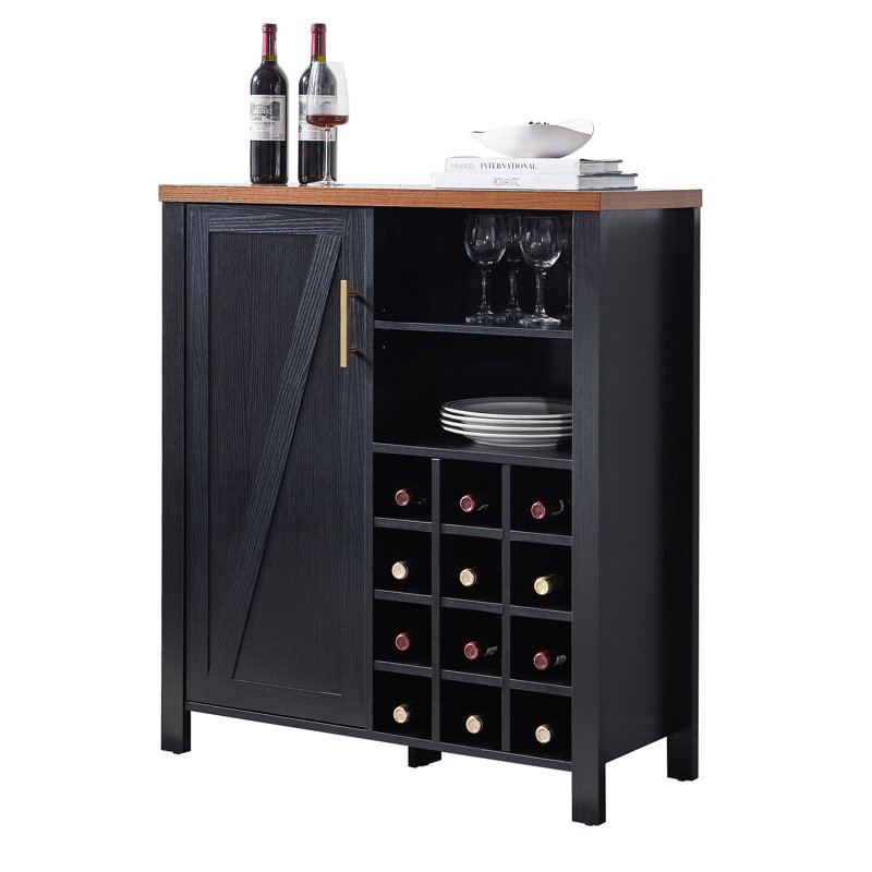 Buffet à vin avec buffet pour la cuisine, le salon et la salle à manger, Noir/brun foncé