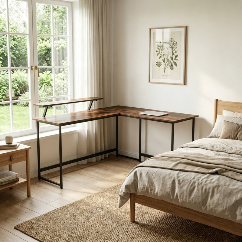 L-Shaped Metal Base Computer Desk