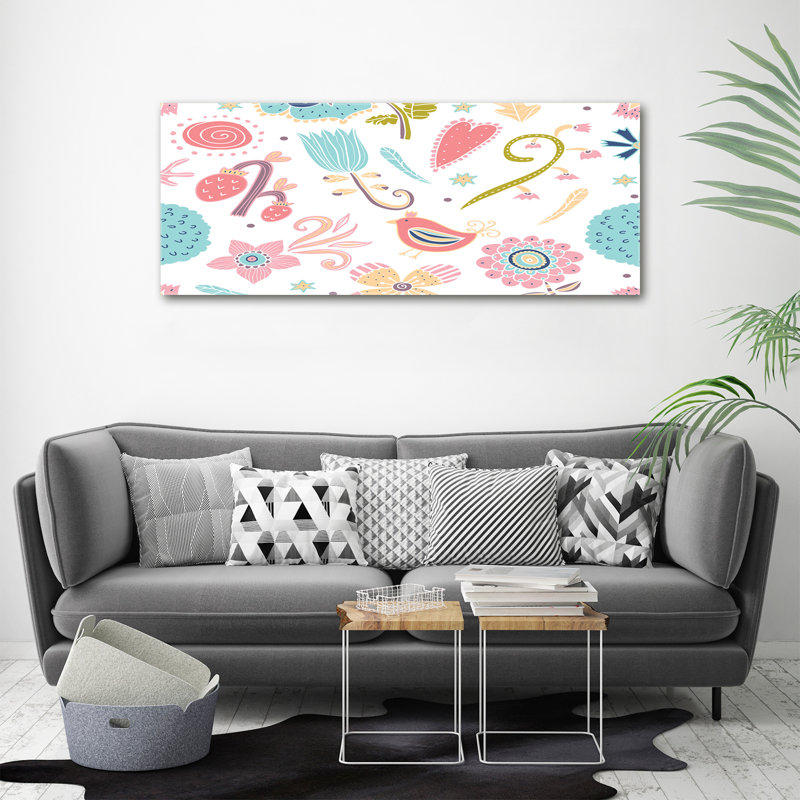 Flowers And Birds - No Frame Print on Canvas