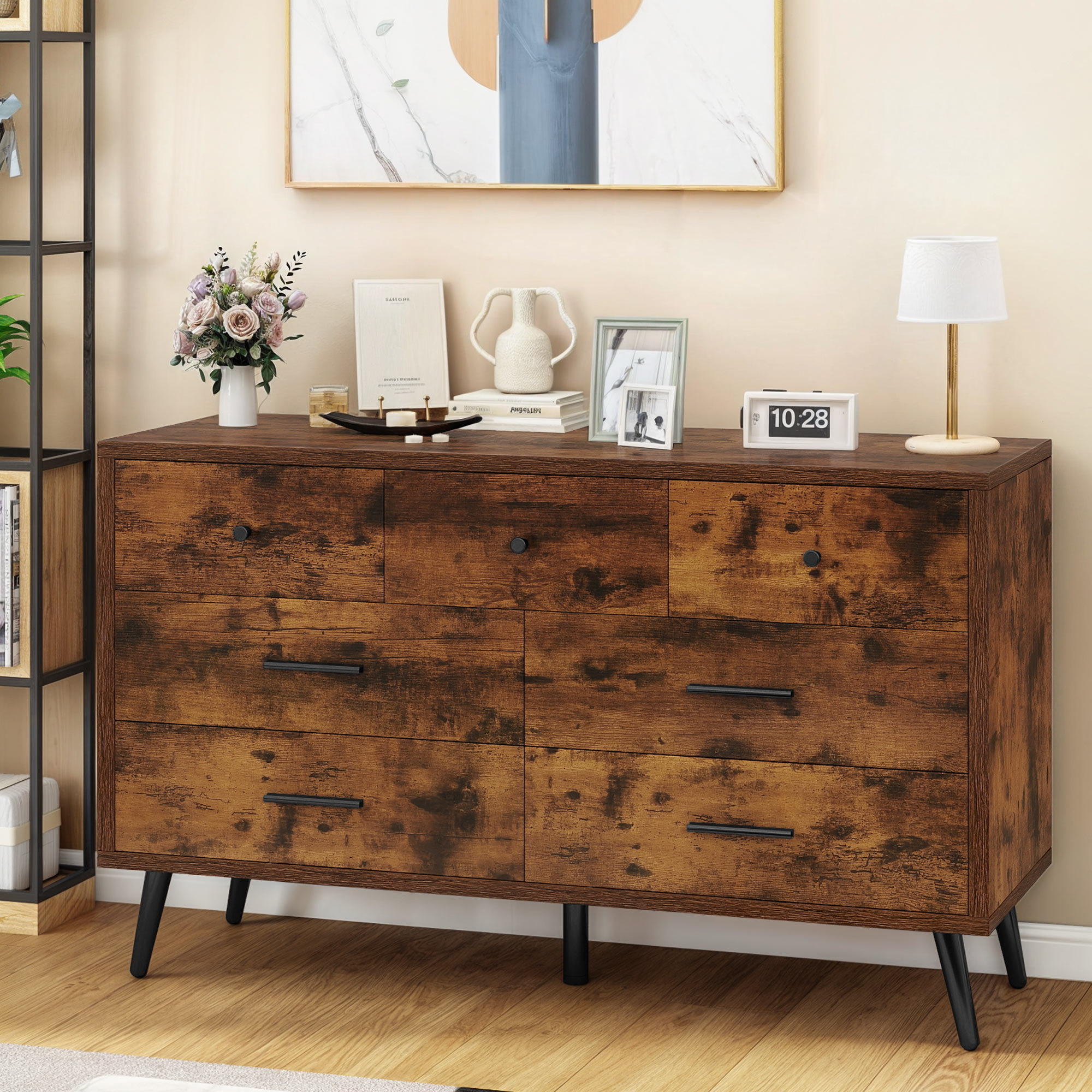 17 Stories Modern Double 7 Drawer Storage Dressers Chests Of