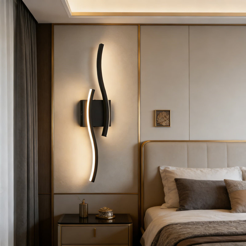 23.6 Inch Modern LED Bathroom Vanity Light Over Mirror, 5CCT Dimmable Wall Sconce With Wavy Design, Energy-Saving Fixture For Bathroom, Bedroom, And Living Room