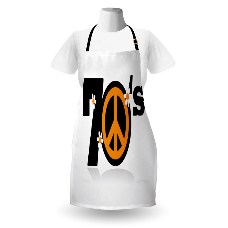 Tablier East Urban Home Hippie unisexe, paix des années 70, taille adulte, souci noir, blanc