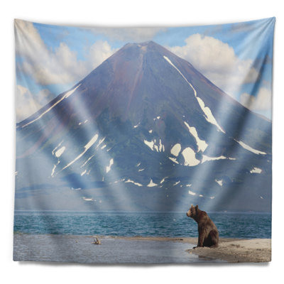 Grand ours devant la tapisserie du volcan