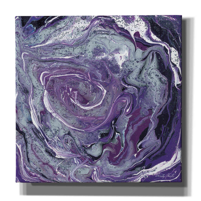 «Abstract in Purple II» par Cindy Jacobs, art mural sur toile, H 12 po x l 12 po