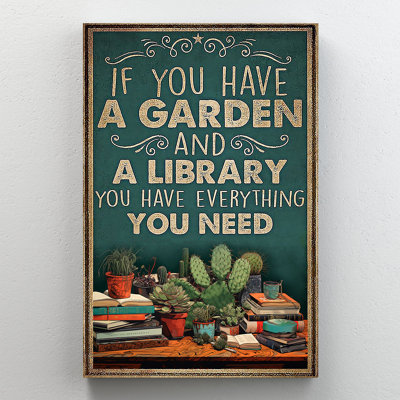 Si vous avez un jardin et une bibliothèque, optez pour cette toile murale ornée de livres et de cactus – idéale pour décorer votre salon, votre chambre ou votre bureau.