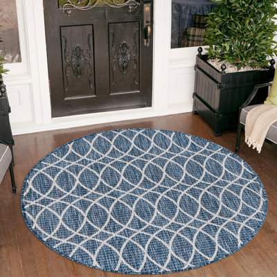 Blue Gitter Indoor/Outdoor Trellis Rug