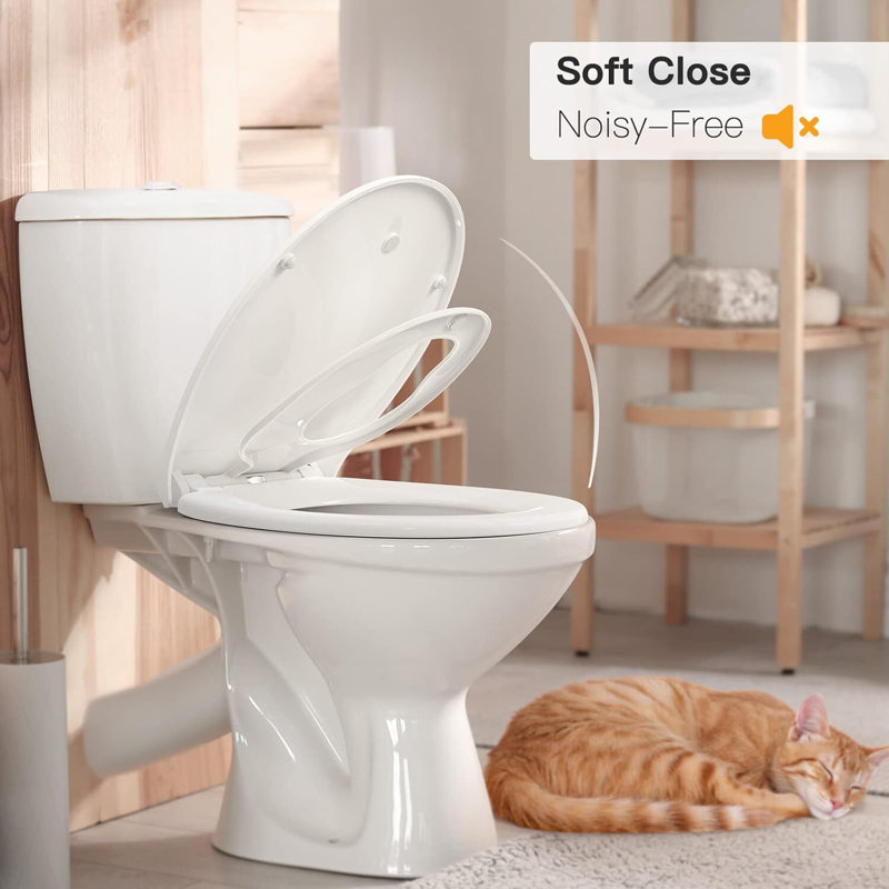 Soft-closing toilet seat, movable child seat, quick drainage, white toilet seat, adjustable hinge