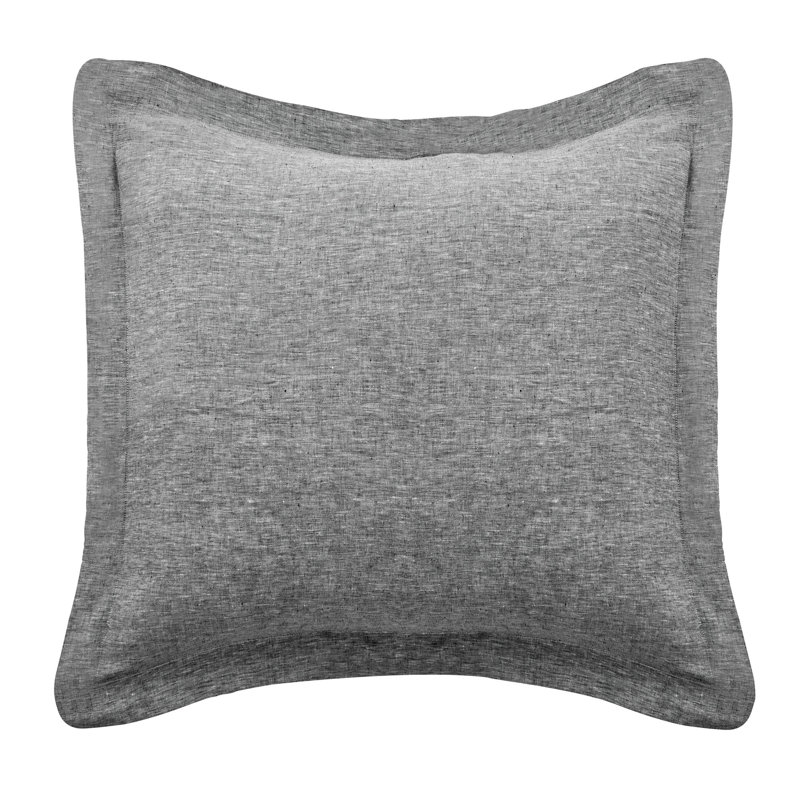 Washed Linen Heathered Stone Sham with Flange, Euro