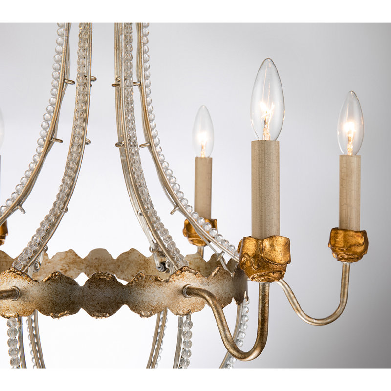 6 Light Empire Gold And Silver Chandelier