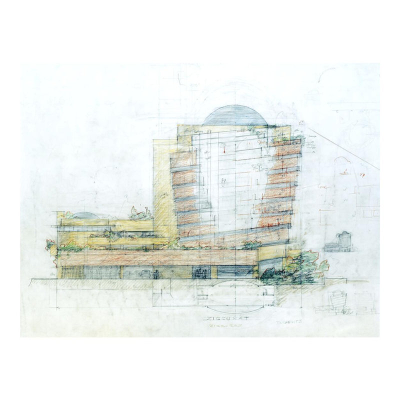 «Solomon R. Guggenheim Museum New York NY» par Frank Lloyd Wright - Estampe numérique, H 16 po x l 20 po