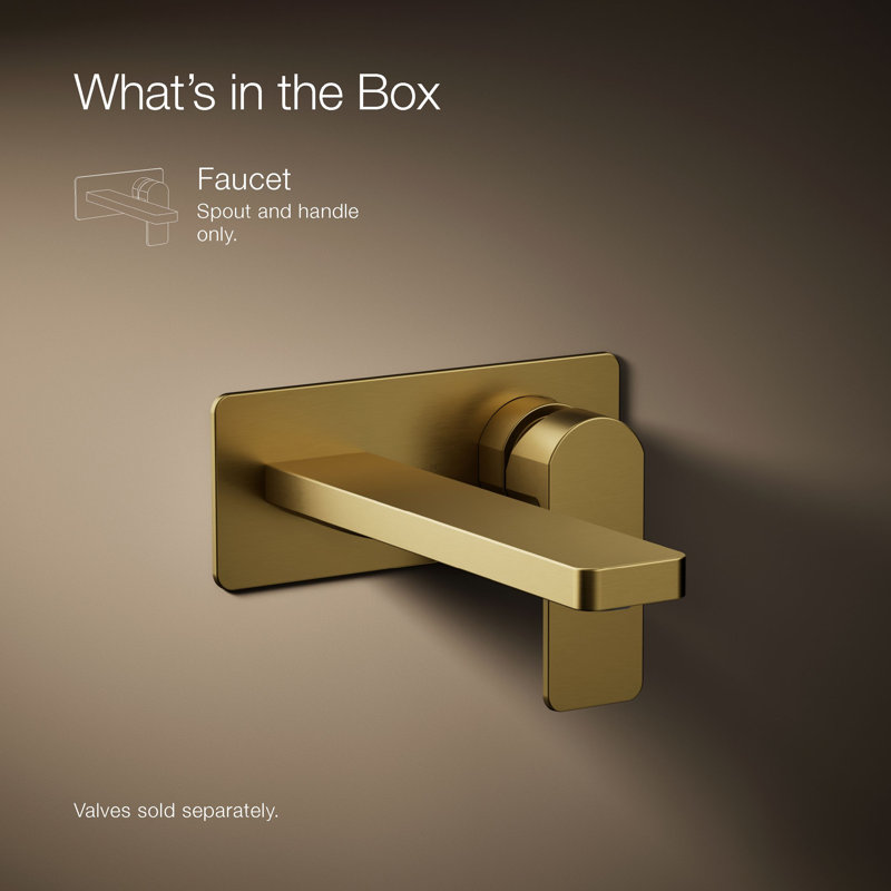 Parallel Wall-Mount Single-Handle Bathroom Sink Faucet, Vibrant Brushed Moderne Brass