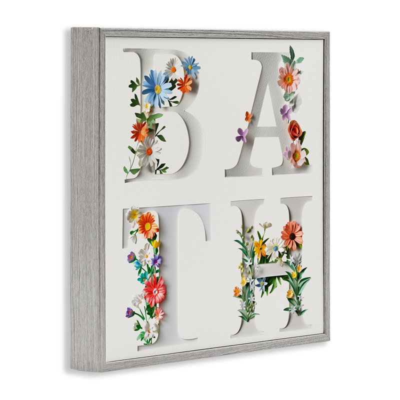 Impression florale typographique de bain floral, conception de Susan Arnot, Estampe numérique Farmhouse, H 12 po x l 12 po