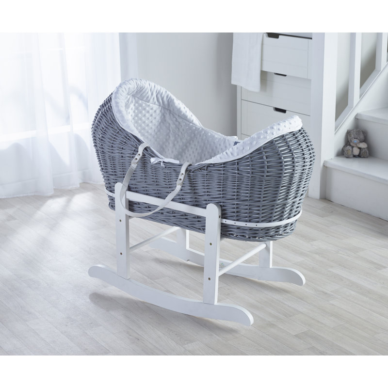 Moses Basket with Bedding with Mattress, Grey/White