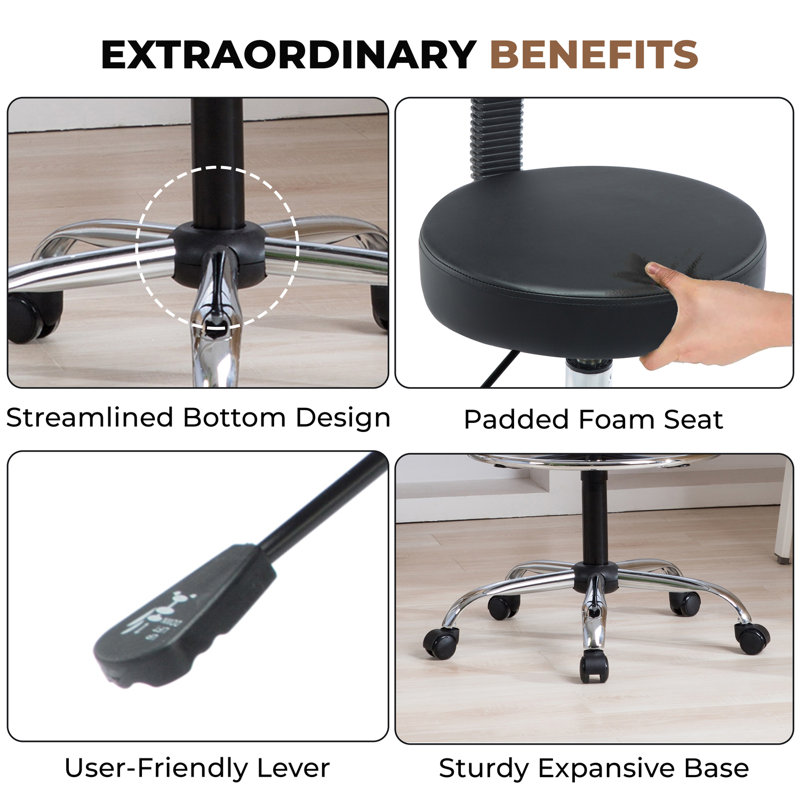 Drafting Chair Set of 4, Black