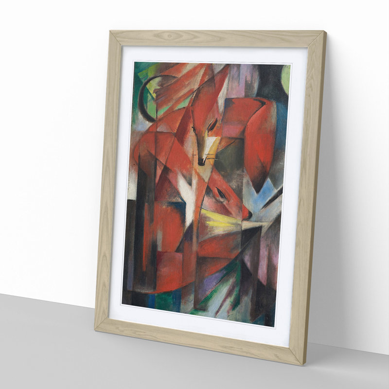 The Foxes Vol.2 by Franz Marc - Picture Frame Painting, 36cm H x 27cm W x 2cm D, Oak