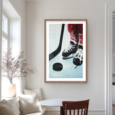 Jeune joueur de hockey - Imprimé mat encadré pour le décor de la chambre à coucher