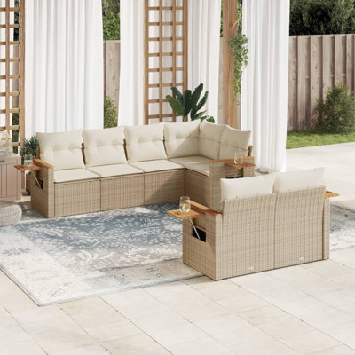  Ensemble de canapé de jardin en rotin PE grand et pieds réglables