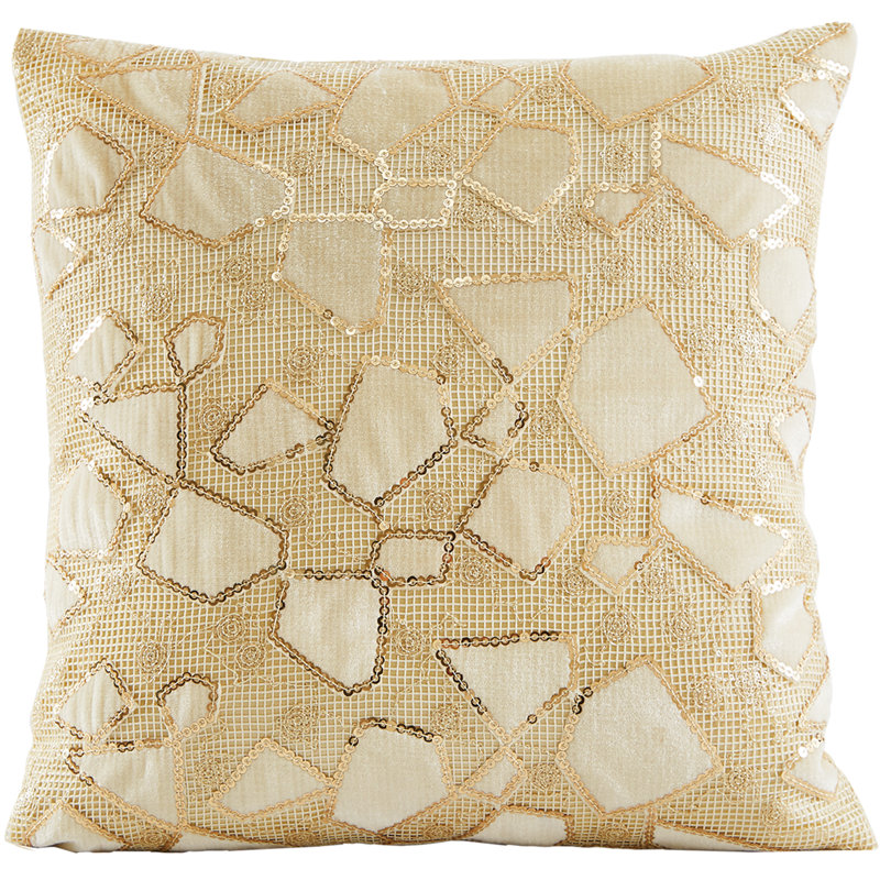 Novel Geometric Lace Pattern Pillow Cover, Gold