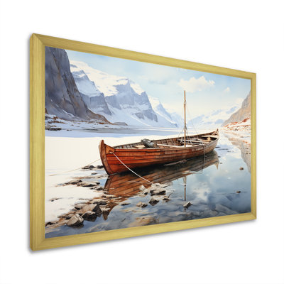Rouge et blanc, bateau de pêche d'hiver Tranquility III - art minimaliste mural