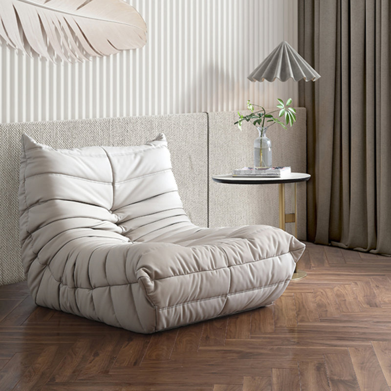 Retro minimalist caterpillar sofa, Light Grey Faux Leather