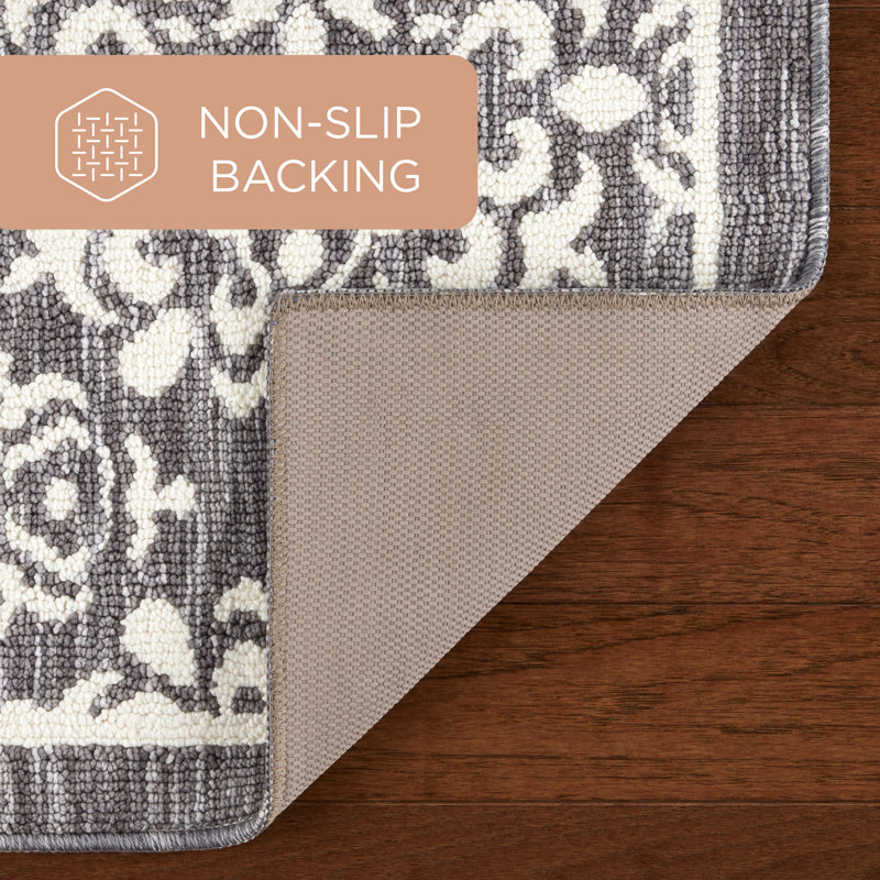 Walker Gray Tufted Medallion Washable Rectangular Rug