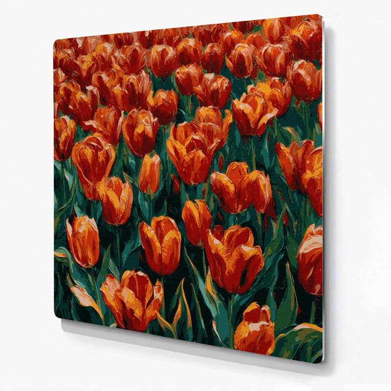 «Botanical Tulips», art mural en métal vert, H 32 po x l 32 po
