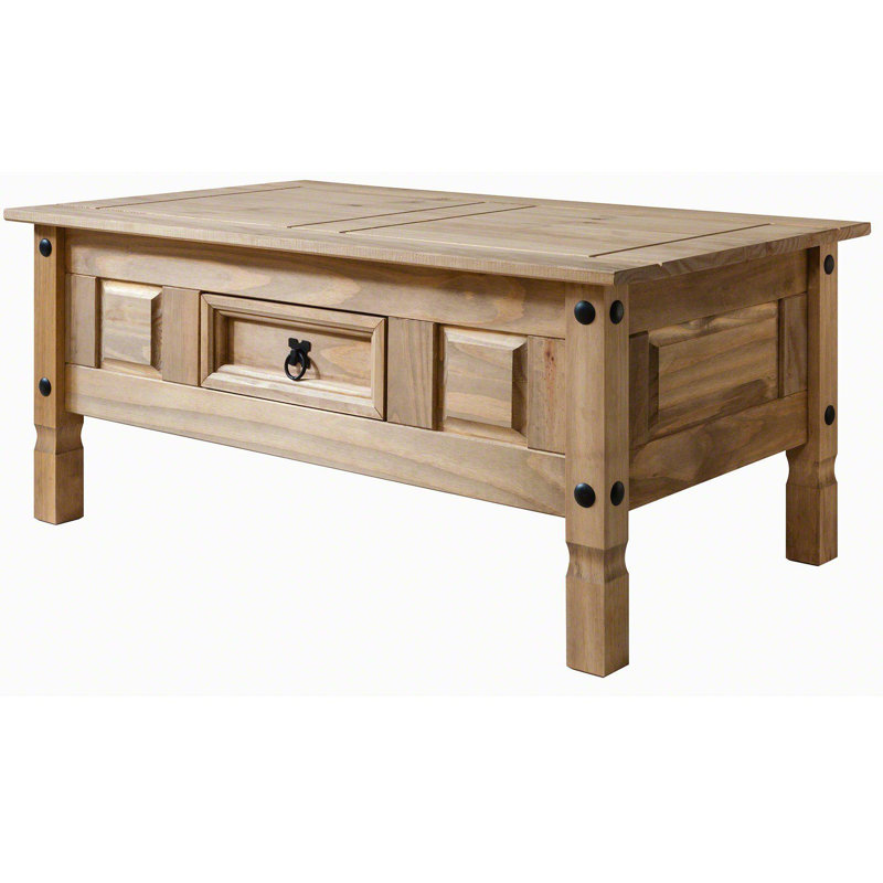 Kristine Solid Wood Four Leg Coffee Table with Storage