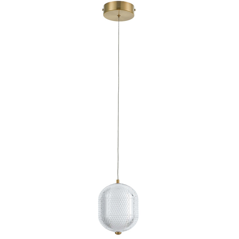 Peri Pendant - 7.5W - Clear Acrylic Diffuser, Aged Brass