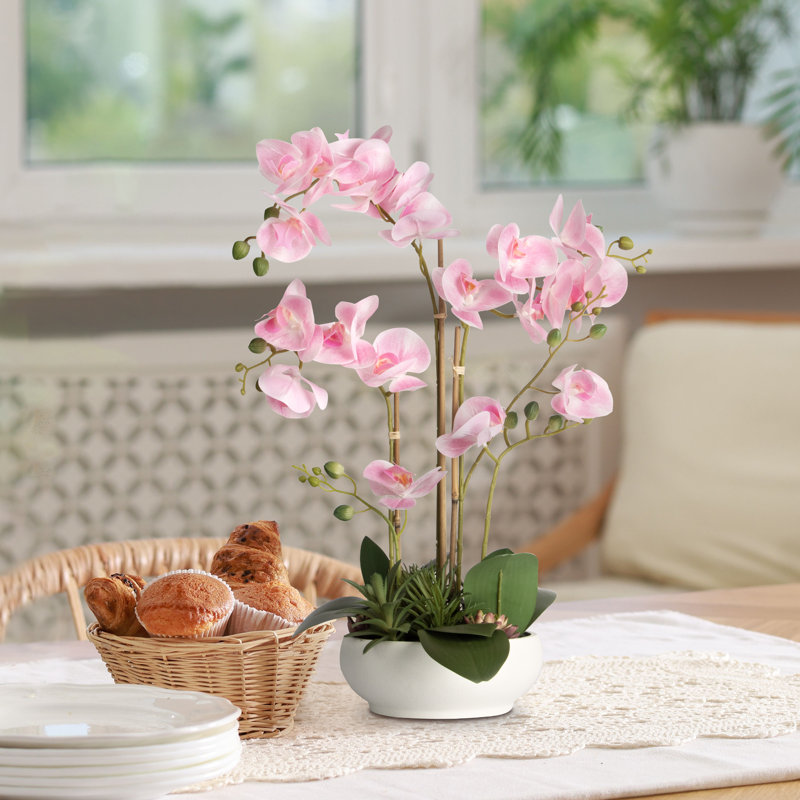 Arrangement de soie orchidée en pot, Rose