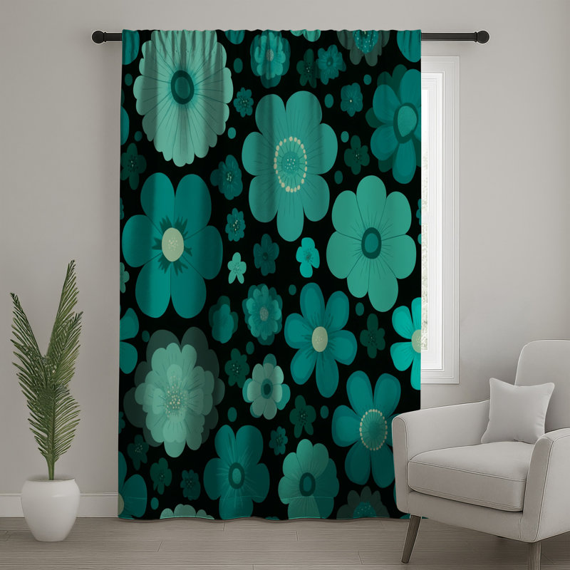 Rideaux à motif floral et voilages à motif floral - 1 panneau, Blockout, 50" x 92" - 1 Panel
