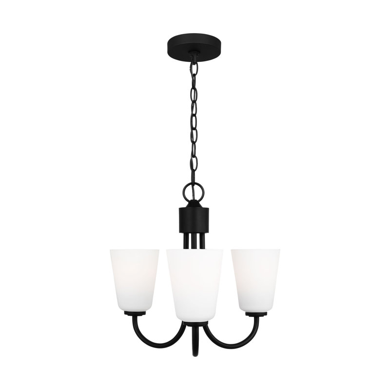 Miles Three Light Chandelier from Generation Lighting , 14.625" H x 21.5" W x 21.5" D, Midnight Black, 3 Lights