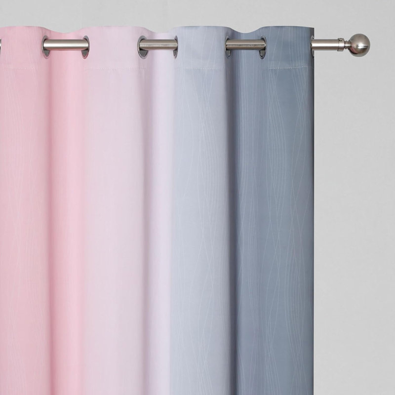 Blackout Curtain Pair, Pink/Grey