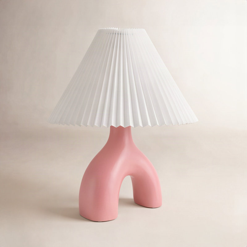 Celes Table Lamp, White, Pink