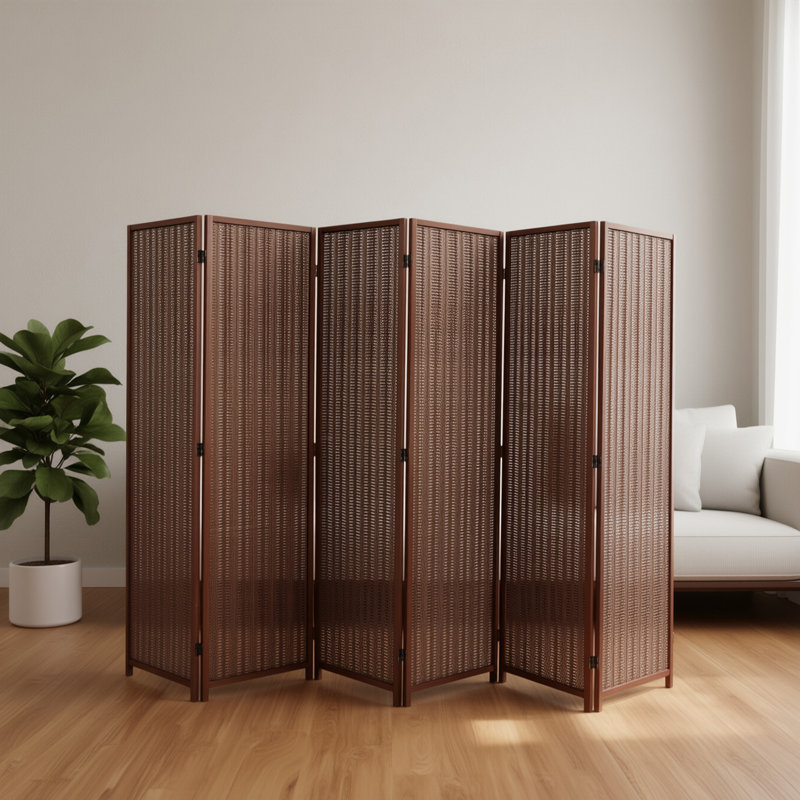 Paravent en bois massif Akridge, Brun, 6