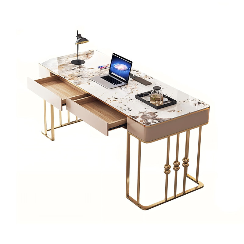Bureau moderne à tiroirs rectangulaires minimaliste moderne, H 29,53 po x l 62,99 po x P 23,62 po