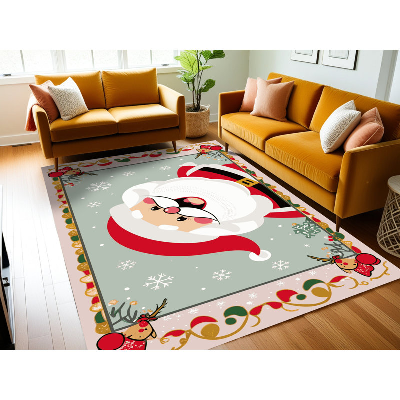 Tapis de Noël lavable East Urban Home, Rectangulaire 8 pi x 12 pi