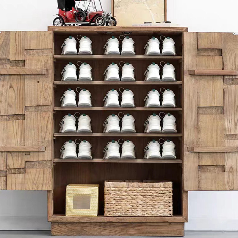 Chinese Vintage Shoe Cabinet 24 Pair Shoe Storage Cabinet