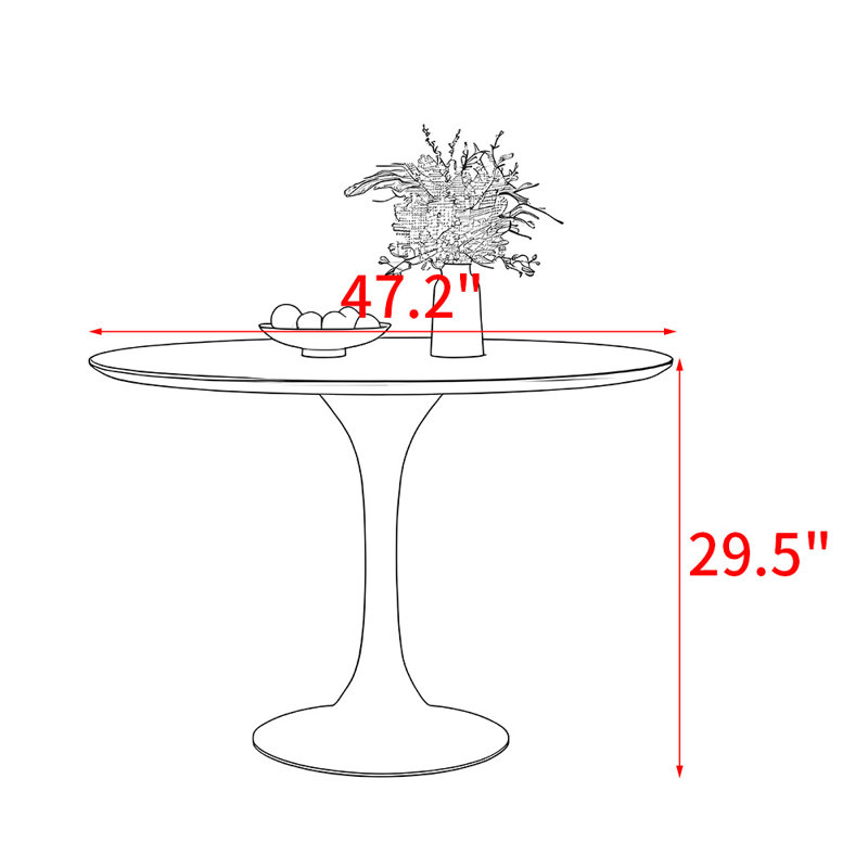 Table ronde de style médiéval, H 29,5 po x L 47,2 po x l 47,2 po