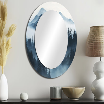 Winter Misty Peaks In The Morning II - Miroir mural ovale traditionnel