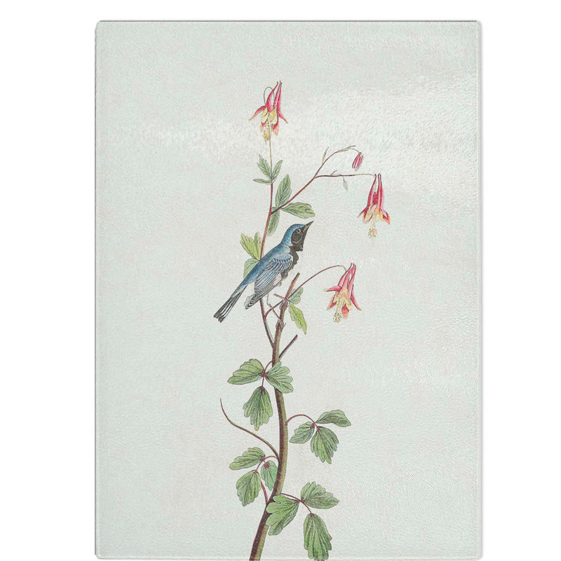Tempered Glass Black-Throated Blue Warbler Chopping Board, 28.5 cm W x 39 cm L