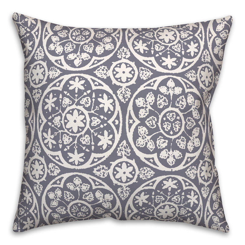 Housse et insert de coussin d'extérieur carré Tile 6, Bleu, 18 po x 18 po