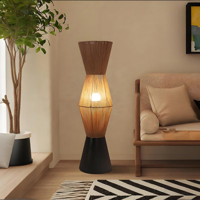 Lampe sur pied en corde de chanvre de style japonais H 47,24 po, lumière ambiante Wabi-Sabi pour le salon et l'hôtel